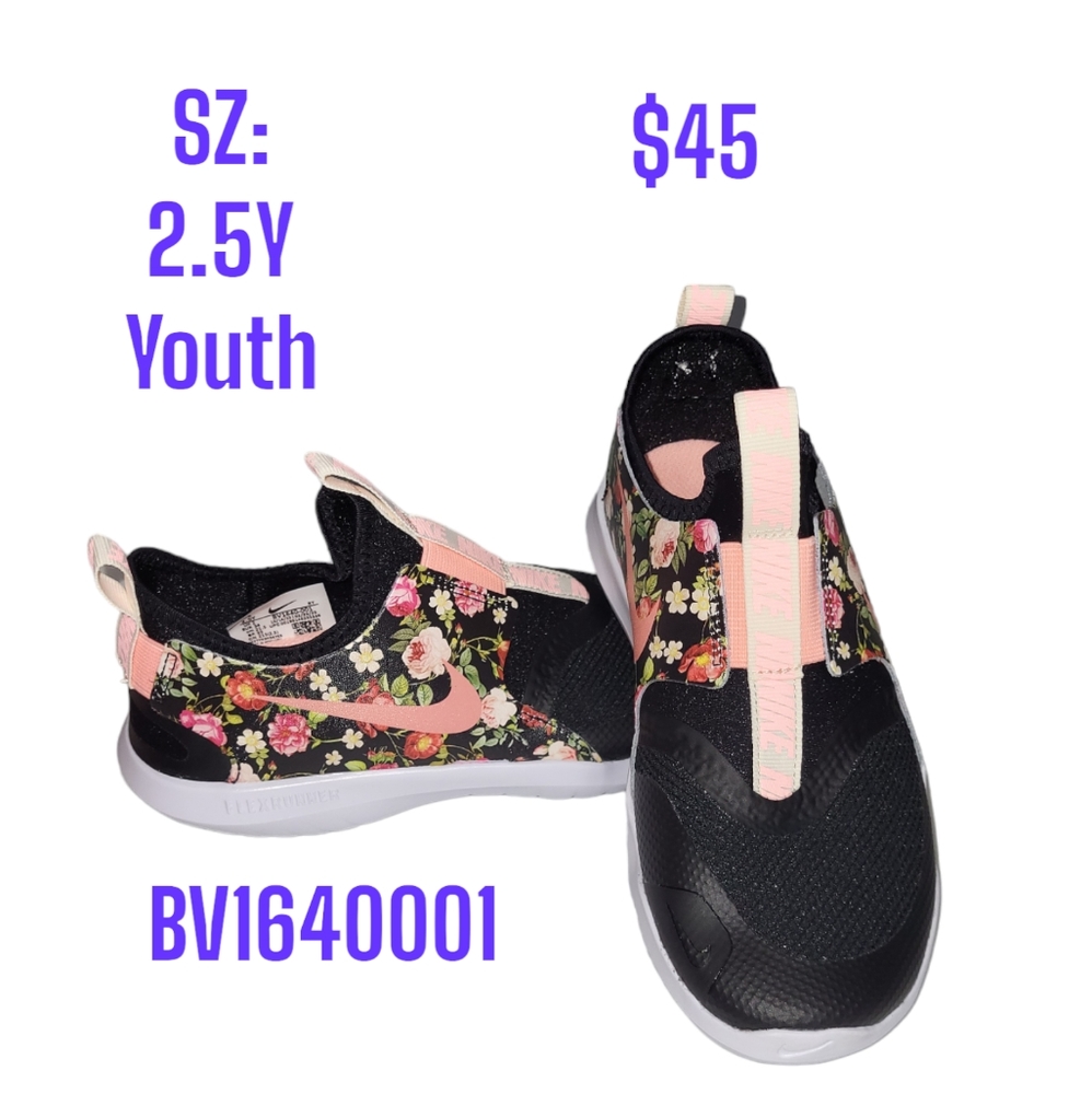 Nike Flex Runner VF (PS) Sz: 2.5 Y Floray & Black Sneaker / Shoe / Youth NWT